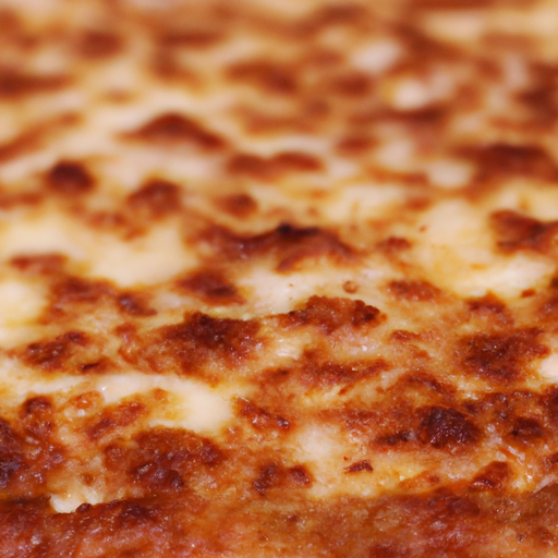 Close-up of a perfectly golden and crispy Dutch oven pizza crust.